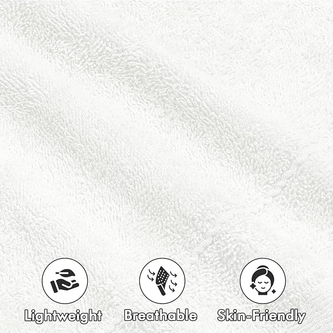 Face Towels Pack of 12 – 100% Cotton Wash Cloths (12x12 inch) – 550 GSM Soft, Quick Dry & Highly Absorbent Ring Spun Cotton Towels for Bathroom, Spa, Gym, Kitchen and for Daily Use - (White)