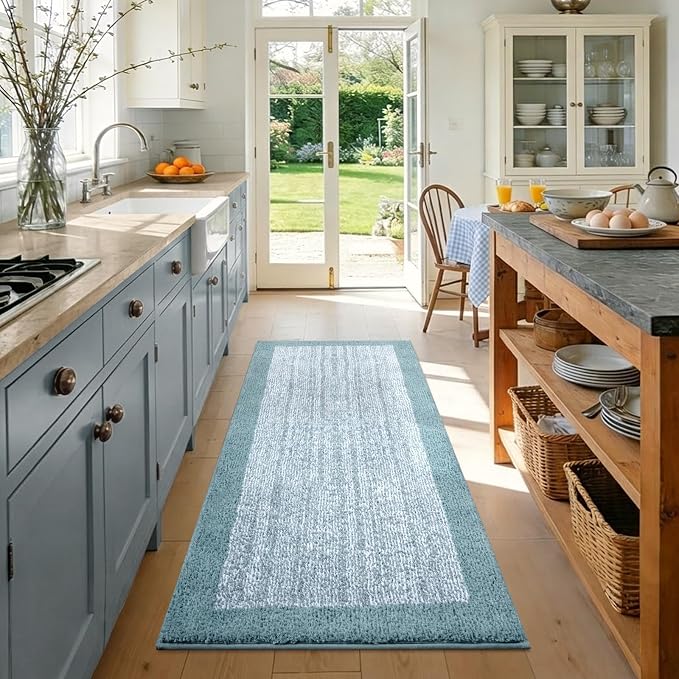 44x24 Large Bathroom Rugs Washable Non Slip, Dusty Blue Bath Mat for Bathroom Floor Tub, Soft Absorbent Quick Dry Mats for Shower, Bathtub,Home Decor