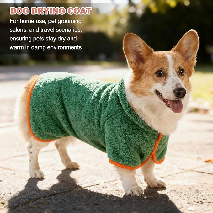 Dog Drying Coat, Dog Robes for After Bath Bathrobe Super Absorbent Towel Soft Adjustable, (M, Brown), Intended for Fast Drying Warm Keeping Pet Cats Kitten Puppies