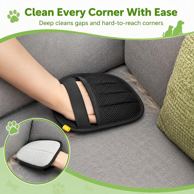 Upgraded Pet Hair Removal Gloves for Cats & Dogs, Electrostatic Five-Finger Pet Hair Remover Gloves, Reusable Magic Brush Pet Hair Removal Tool for Laundry, Carpet, Car Seat, Clothing for Effortless