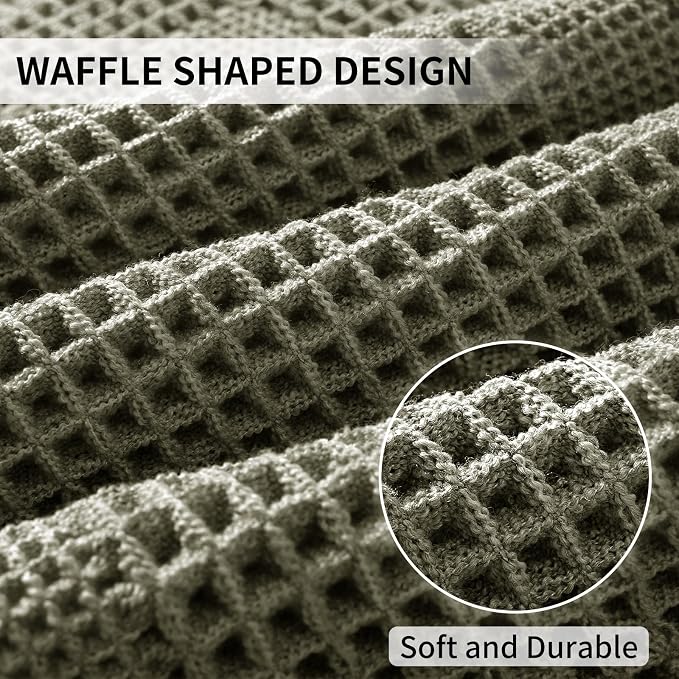 Waffle Bath Mat - Super Water Absorbing Bath Mat Quick Dry, Bathroom Rugs Non Slip Washable with Tassels, Rubber Backed Bathroom Mat for Bathroom Floor, Tub and Shower, 20" x 32", Olive Green