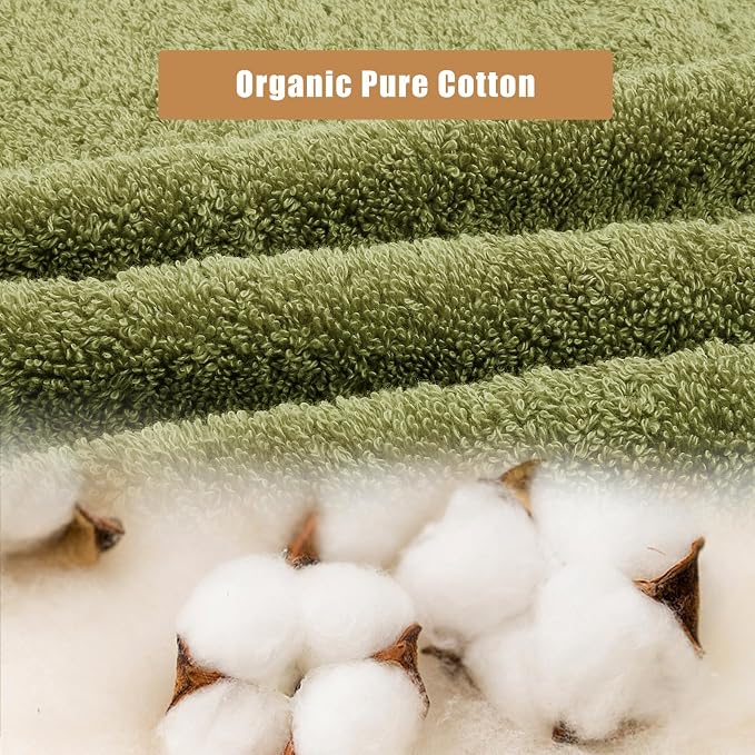 18-Piece Cotton Bath Towel Set with Hanging Loops for Bathroom, Green | Stock-up towel set for family bathrooms, guest baths, multi-bath homes, and wash-day rotation, OEKO-TEX certified, easy care
