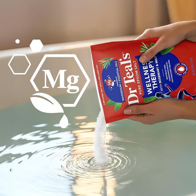 Dr Teal's Epsom Salt Magnesium Soak, Wellness Therapy with Rosemary & Mint, 3 lbs