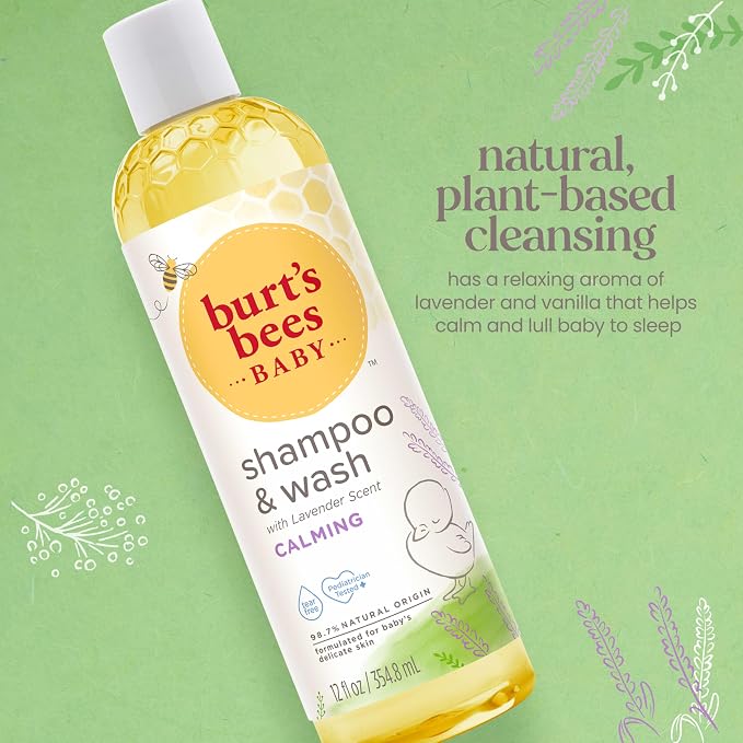 Burt's Bees Baby Calming Shampoo and Wash with Lavender, Tear-Free, 12 Fluid Ounces