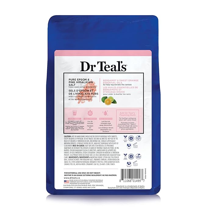 Dr Teal's Epsom Salt Magnesium Soak, Restore & Replenish with Pink Himalayan Salt, 3 lbs