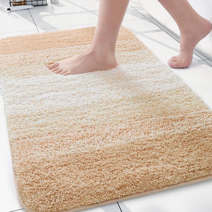 Arotive Microfiber Bathroom Rugs, Shaggy Soft and Absorbent Bath Rug, Thick Plush Machine Washable Dry Bath Mats for Bathroom, Tub and Shower, 30x20, Beige, Rectangular