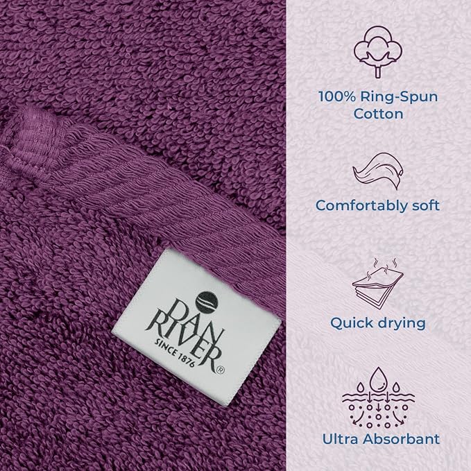 DAN RIVER Pack of 1 Bath Sheet 40x80 Inches, Oversized Quick Dry Towel, Soft Luxury Towels for Bathroom - Purple Passion
