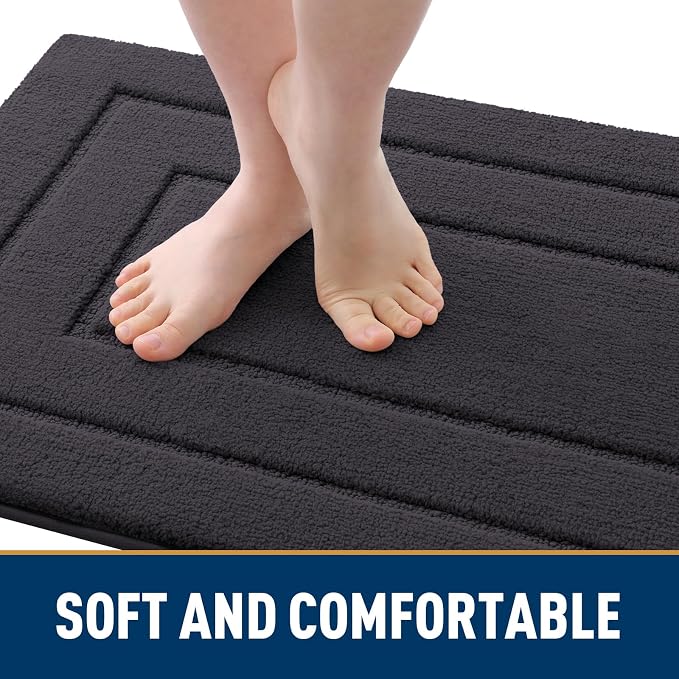 Smiry Dog Door Mat for Muddy Paws, Absorbs Moisture and Dirt, Low-Profile Entryway Mat with Non-Slip Backing, Entry Indoor Outdoor Doormat for Inside Floor (36x24 Inches, Dark Grey, Bordered)