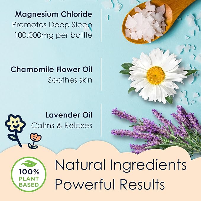 NaturallyMum Kids Magnesium Sleepy Bath Soak - Bubble Bath - All-Natural & Calming - Suitable for Newborns with Dry & Sensitive Skin - Lavender & Chamomile Essential Oils – Made in UK - 8.8fl oz