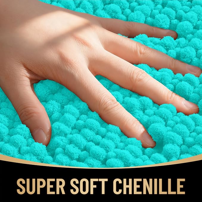 OLANLY Thick Bathroom Rugs 30x20, Extra Soft Absorbent Chenille Bath Rugs, Rubber Backing, Machine Wash Dry, Bath Mats for Bathroom Floor, Tub and Shower, Home Decor Accessories, Teal