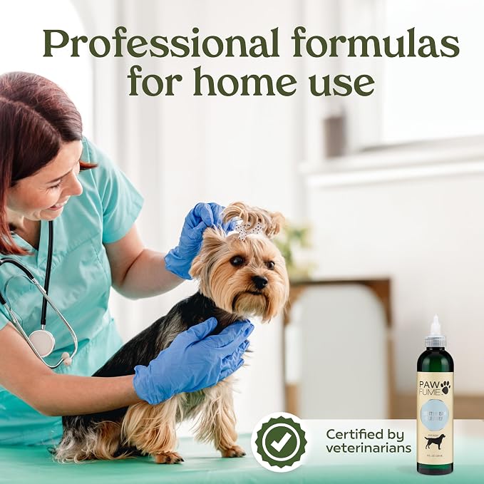 Pawfume Dog Ear Cleaner Solution, 2-Pack – Soothe Itchy Ears Instantly – with St. John’s Wort & Almond Extracts, Vet-Certified Formula, Alcohol-Free & Sulfate-Free – Dog Ear Wash for All Breeds