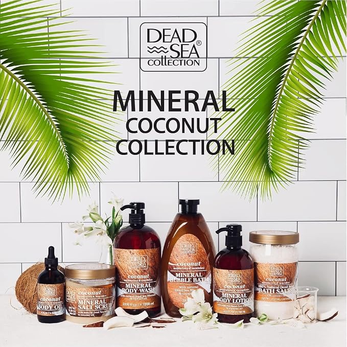 Dead Sea Collection Bath Salts with Coconut – Pure Dead Sea Salt and Coconut Oil - Nourishing Soothing and Relaxing Skin and Muscle – 34.2 Oz