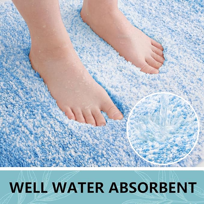 Arotive Microfiber Bathroom Rugs, Shaggy Soft and Absorbent Bath Rug, Thick Plush Machine Washable Dry Bath Mats for Bathroom, Tub and Shower, 44x24, Light Royal Blue, Rectangular
