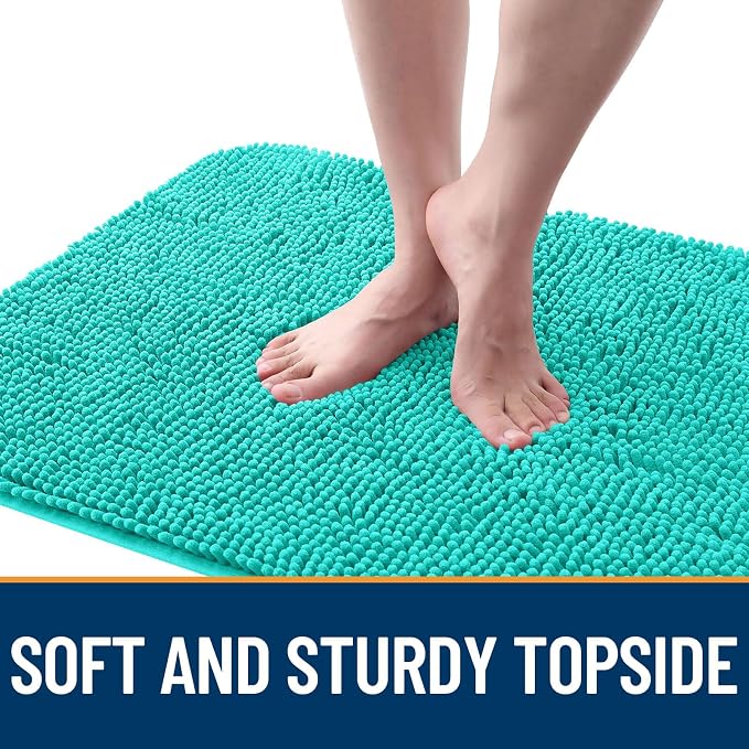 OLANLY Dog Door Mat for Muddy Paws 59x32, Absorbs Moisture and Dirt, Absorbent Non-Slip Washable Doormat, Quick Dry Chenille Mud Mat for Dogs, Entry Indoor Entryway Carpet for Inside Floor, Teal