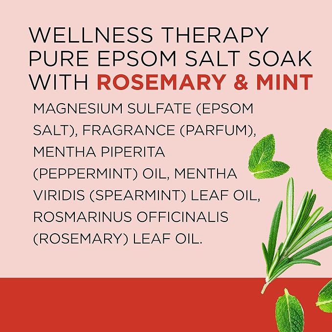 Dr Teal's Epsom Salt Magnesium Soak, Wellness Therapy with Rosemary & Mint, 3 lbs (Pack of 2)