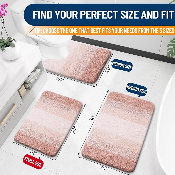 OLANLY Bathroom Runner Rugs Mat 59x24, Extra Soft Absorbent Microfiber Bath Rugs, Rubber Backing, Quick Dry, Washable Long Bath Mats for Bathroom Floor, Tub and Shower, Home Decor Accessories, Peach