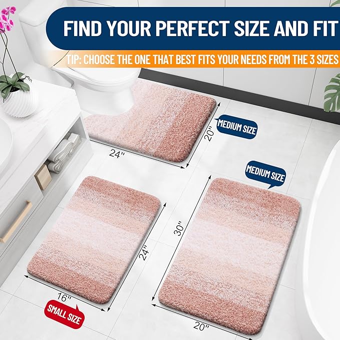 OLANLY Bathroom Runner Rugs Mat 70x24, Extra Soft Absorbent Microfiber Bath Rugs, Rubber Backing, Quick Dry, Washable Long Bath Mats for Bathroom Floor, Tub and Shower, Home Decor Accessories, Peach
