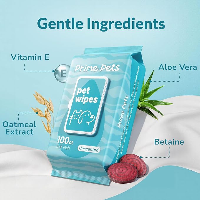 Prime Pets Dog Wipes for Paws and Butt, 600 Count, Pet Wipes for Dogs & Cats, 100% Fragrance Free, Deodorizing Puppy Wipes for Cleaning Face Eyes Ears Paws Teeth Body