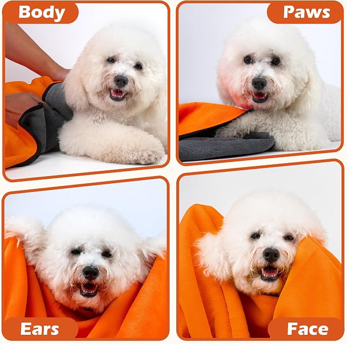 MICOOYO Dog Towels for Drying Dogs 3 Pack, Ultra Absorbent Microfiber Pet Bath Blanket | Quick Dry Towel for Dogs and Cats, 11.8”x23.6, S