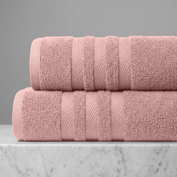 RIVERSIDE Pack of 2 Extra Large Bath Sheets 35 x 70 Inches, 100% Ring Spun Cotton, Hotel Quality, Oversized Bath Towels, Super Soft, Highly Absorbent & Quicker to Dry, Dusty Rose
