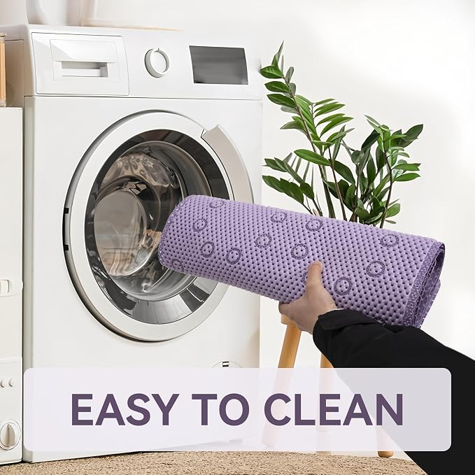 Bathtub Mat Non Slip, Soft Foam Bath Mat for Tub, Bathtub Mat with Drain Holes, Suction Cups Shower Mat (Purple, 36''X17'')