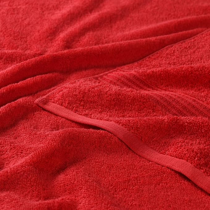 Superior Egyptian Cotton Bath Sheet Set, Oversized Towels for Home Bathroom, Master, Guest Bath, Decor Essentials, Quick Dry, Absorbent, Large Body Towel, Spa, Hotel, Resort, Set of 2, Red