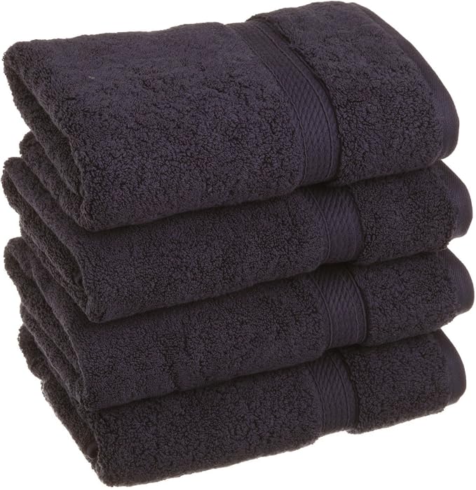 SUPERIOR Egyptian Cotton Plush & Absorbent, Hand Towel Set of 4, Navy Blue | Quick Dry, Soft Luxury Towel Set, Bath Essentials for Bathroom, Guest Bath, Spa, 4 Piece Set, Madeline Towels
