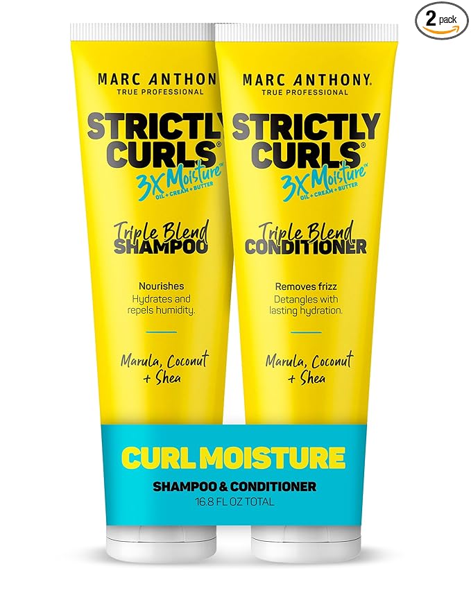 Marc Anthony Shampoo & Conditioner Set for Curly Hair, Strictly Curls - Deep Moisturizing & Hydrating Shampoo & Conditioner for Curl Definition, Added Shine - Hair Products Reduces Frizz