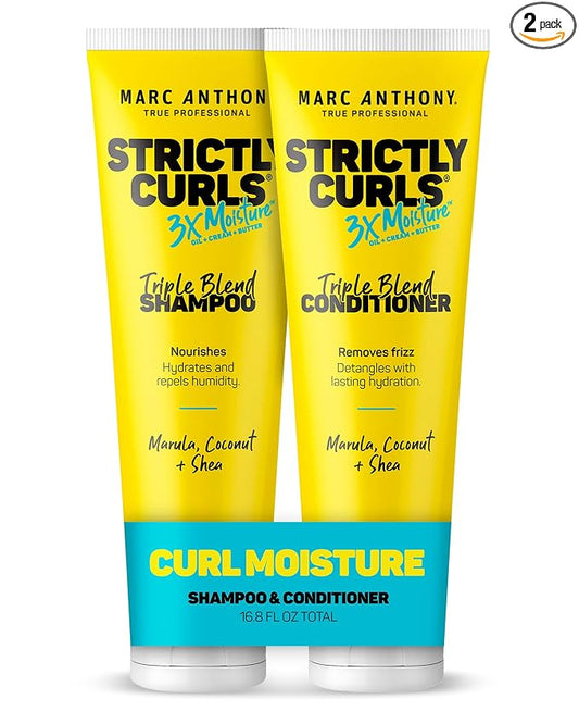 Marc Anthony Shampoo & Conditioner Set for Curly Hair, Strictly Curls - Deep Moisturizing & Hydrating Shampoo & Conditioner for Curl Definition, Added Shine - Hair Products Reduces Frizz