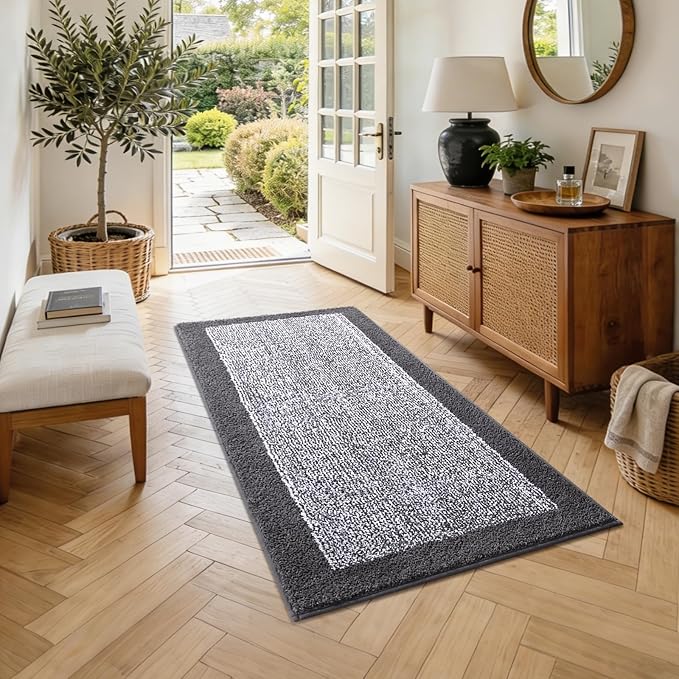 44x24 Large Bathroom Rugs Washable Non Slip, Grey Bath Mat for Bathroom Floor Tub, Soft Absorbent Quick Dry Mats for Shower, Bathtub,Home Decor