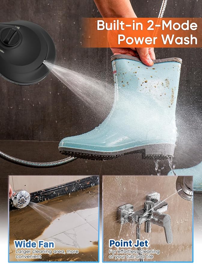 High Pressure Handheld Shower Head with Filter & ON/OFF Switch, Modern Black