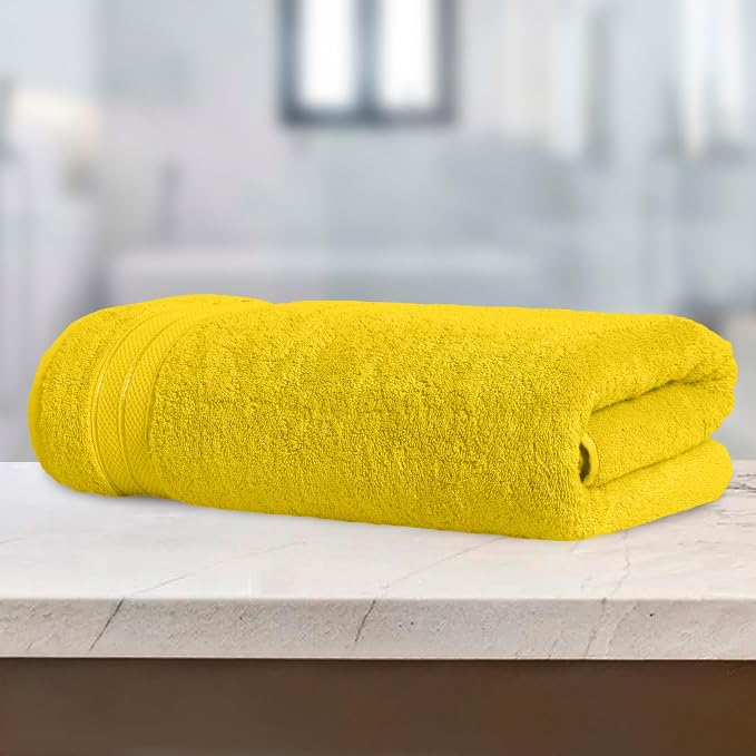 Elegant Comfort Three Line Popcorn Towel Set for Bathroom 35 x 70 inches, Premium Hotel Quality 1-Pack Jumbo Towels, 100% Turkish Cotton, Soft and Durable, Quick Dry and Highly Absorbent, Yellow