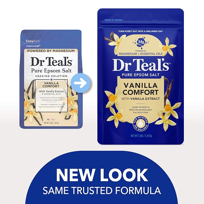 Dr Teal's Epsom Salt Magnesium Soak, Vanilla Comfort, 3 lbs