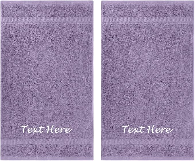 Personalized Passion 2-Pack Towels Set with Custom Embroidered Text - 16"x27" Highly Absorbent & Super Soft Turkish Cotton Hand Towels for Bathroom, Spa, Gym, Pool and Hotels - Lavender