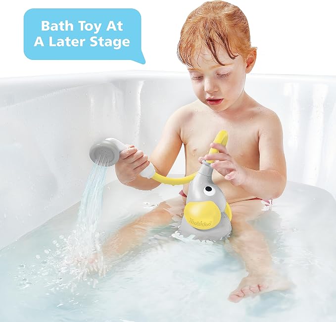 Yookidoo Baby Bath Shower Head - Elephant Water Pump and Trunk Spout Sprayer and Rinser-Control Water Flow from 2 Knobs Baby Bath Time Essentials for Newborn Babies in Tub Or Sink (Yellow) (Pack of 2)