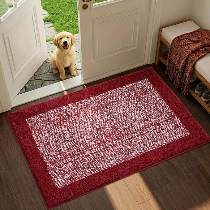 Bathroom Rugs 30x20 Non Slip Washable, Red Bath Mat for Bathroom Floor Tub, Soft Absorbent Quick Dry Mats for Shower, Bathtub,Home Decor