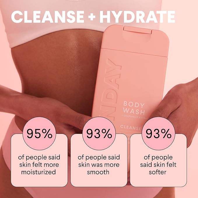 MONDAY HAIRCARE CLEANSE Body Wash with Grapefruit Extract, Hyaluronic Acid, Shea Butter, Coconut Oil for Normal to Oily/Combination Skin 600 mL (Dual Pack)