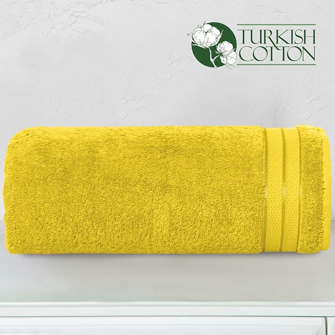 Elegant Comfort Three Line Popcorn Extra Large Luxury Bath Towel - 40" x 80" inch, Premium Hotel Spa Quality 1 Piece Oversized Bath Sheet 100% Turkish Cotton Super Soft Highly Absorbent, Yellow