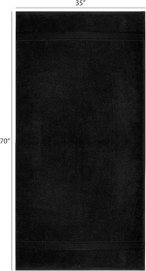 COTTON CRAFT Ultra Soft Bath Sheets - 2 Pack - 35 x 70 - Absorbent Quick Dry Everyday Luxury Hotel Bathroom Spa Gym Shower Beach Pool Travel Dorm - 100% Ringspun Cotton - 580 GSM - Easy Care - Black