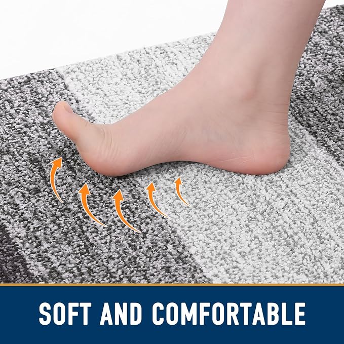 Smiry Dog Door Mat for Muddy Paws, Absorbs Moisture and Dirt, Low-Profile Entryway Mat with Non-Slip Backing, Entry Indoor Outdoor Doormat for Inside Floor (59x32 Inches, Light Grey, Striped)