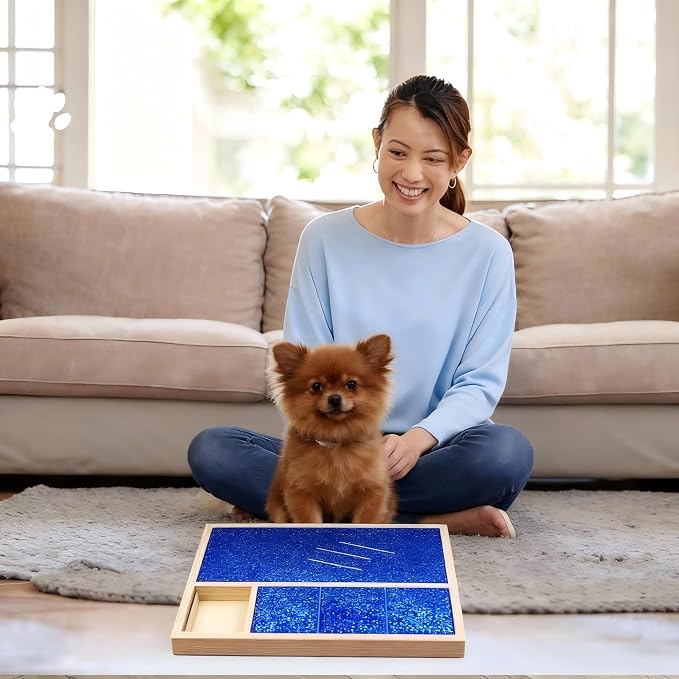 Dog Nail Scratch Pad with Treat Box, Solid Wood Nail Filing Board that Trims Nails Naturally Without Clippers for Dogs that Hate Nail Cutting, Indoor and Outdoor Training Tool (Blue) | Features removable interior dividers for flexible treat placement a...