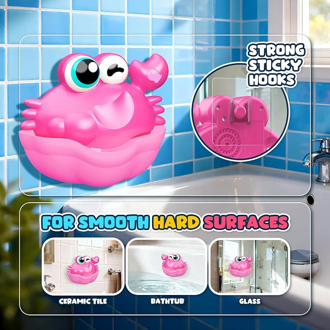 Bath Toys for Kids Ages 1-3,Light Up Baby Bath Toys Crab Bubble Maker with Colourful Light Toddler Bathtub Birthday Gifts Easter Stocking Stuffers for Boys Girls Aged 1-3 2-4 3-5