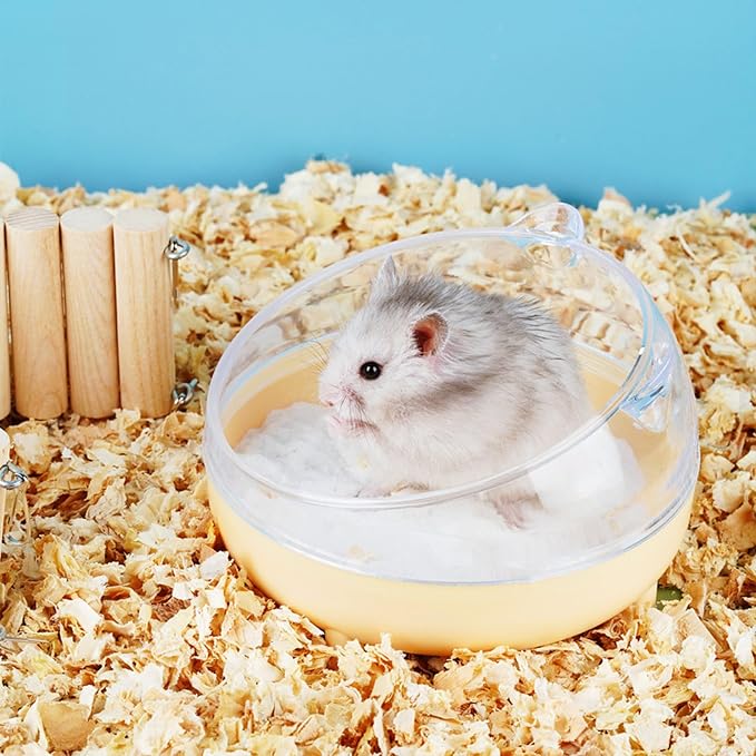 Meow&Woof Hamster Sand Bath Container, Large Sandbox Toilet Gerbil Batheoom, Tiny Chinchilla Dust Bathtub Sand Bath Box for Hamster Cage Accessories 5.2 Inch-White
