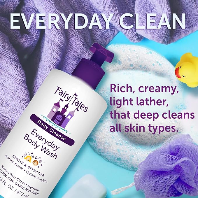 Fairy Tales Daily Cleanse Kids Body Wash | Kids Soap With Gentle, Clean Natural Ingredients | Sulfate Free, Silicone Free, Body Wash for Boys and Girls - 16 oz. (2 Pack)