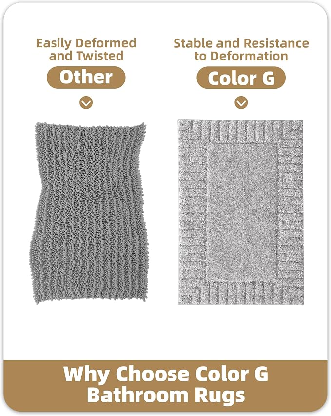 Color&Geometry Long Light Grey Bathroom Runner Rug- 24"x43" Absorbent Bath Rugs Non Slip Washable, Soft Bath Mats for Bathroom Floor, Shower, Bathtub, Laundry