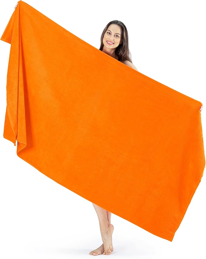 Nine West Oversized Luxury Terry Bath Sheet, Soft & Plush 40x80 Inch Extra Large Jumbo Towels, 100% Turkish Cotton (Orange)
