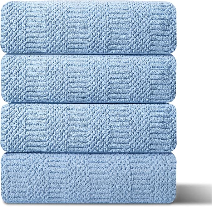 Ferdilan 4 Piece Extra Large Bath Towels Set 35x70 Inches, Blue Oversized Soft Bath Sheet Towels 600 GSM Highly Absorbent Quick Dry Towels Set for Bathroom Hotel Spa