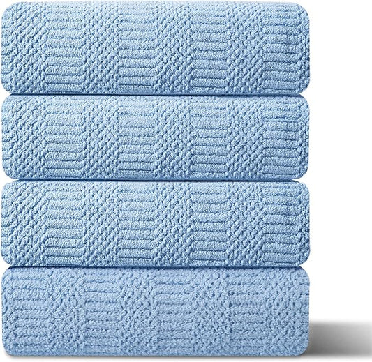 Ferdilan 4 Piece Extra Large Bath Towels Set 35x70 Inches, Blue Oversized Soft Bath Sheet Towels 600 GSM Highly Absorbent Quick Dry Towels Set for Bathroom Hotel Spa