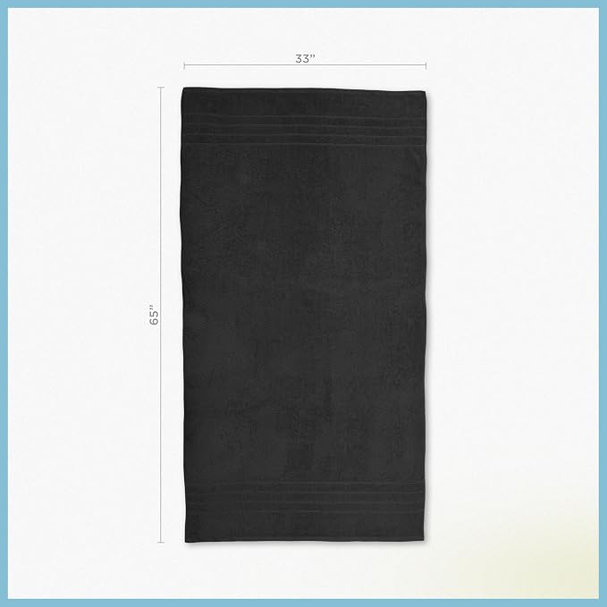 Martex 2-Pack Ultimate Performance Bath Sheet Set, Black, 33" x 65" | 100% Cotton, Extra Large Bath Towels, Super Absorbent, Low-Linting, Supersoft