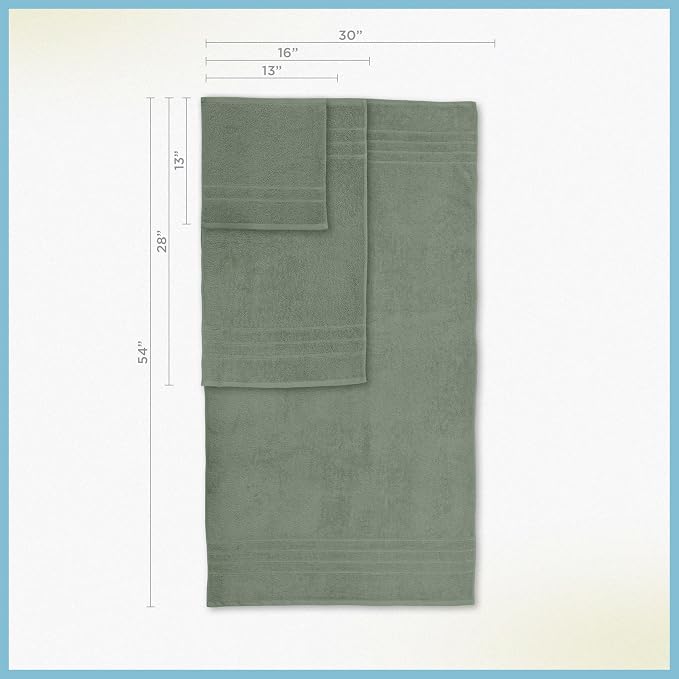 Martex Ultimate Performance 6-Piece Towel Set, Sage | 100% Cotton, Supersoft & Absorbent, Low-Linting, Easy Care, Versatile, 2 Bath Towels, 2 Hand Towels, 2 Wash Cloths